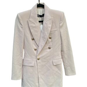 Zara Double-Breasted Blazer with Gold tone Buttons Size XS